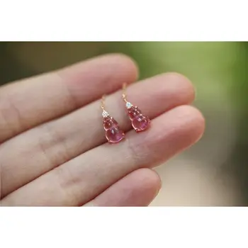 Originalus naujas peach blossom rožinė deimantų dygliuotos moliūgas stud auskarai, prabangūs žavesio, ponios prekės sidabro papuošalai