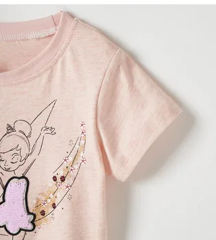Blizgučiai Šokių Mergaičių marškinėliai Šukuotos Medvilnės Vasarą Prekės Baby Girl Drabužiai Vaikams, marškinėliai Tees trumpomis Rankovėmis Kūdikiams, Vaikų Viršūnės