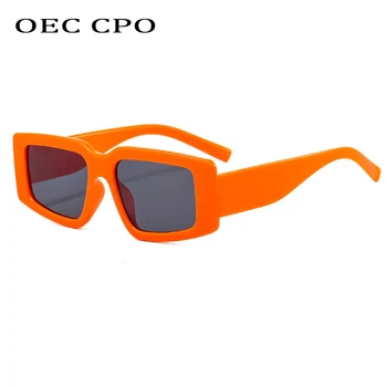 OEC CPO PC Rėmo Aikštės Akiniai nuo saulės Moterims Mados Negabaritinių Saulės Akiniai Moterų Orange Didelis Atspalvių Aukso Grandinės Acetatas UV400 E682