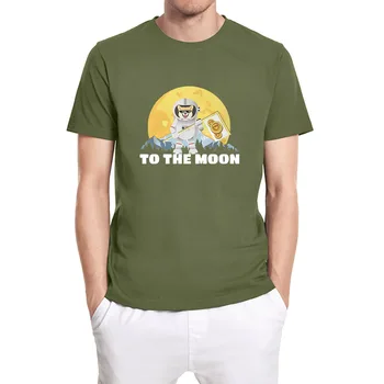 Į Mėnulį marškinėliai Vyras O-kaklo Bitcoin Doge Marškinėlius vyriški trumpomis Rankovėmis Marškinėliai Derliaus Juokinga Unisex Viršūnes Tee