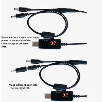 USB Boost Konverteris DC 5V Prie 9V 12V USB Step-up Keitiklis, Stiprintuvas Mobiliojo Galia Padidinti Kabelis