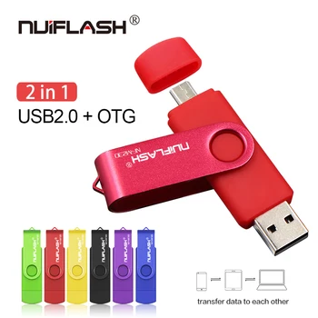 Spalvinga OTG Usb Flash Drive 8GB pendrive 16GB 32GB 64GB 128GB dvigubai naudinga Usb 2.0 micro usb Pen Drive kompiuteris/mobilusis telefonas