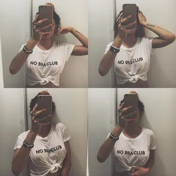 Be Liemenėlės Klubas Laiškas išspausdintas moteriški marškinėliai feminizmas be liemenėlių moterų mados balti trumpomis rankovėmis vasarą seksualus atsitiktinis marškinėliai