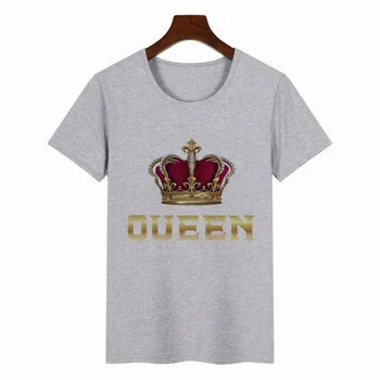 Moterų Karalienės Karūnos Print T-shirt Mados KARALIENĖ Mados Tumblr Harajuku T-shirt Streetwear Merginų Topai marškinėliai Tee Moterims