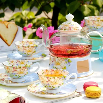 Stiklo arbatos rinkinys, Europos stiliaus namų virtos arbatos juodos arbatos puodelio keramikos užbaigti popietės arbata nustatyti gali būti šildomas