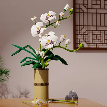 Orchidėja Phalaenopsis Gėlės, Puokštės Vazoninių Augalų Blokai Žiedų Asamblėjos Papuošalai Modelis Plytų Žaislai, Dovanos Ekranas