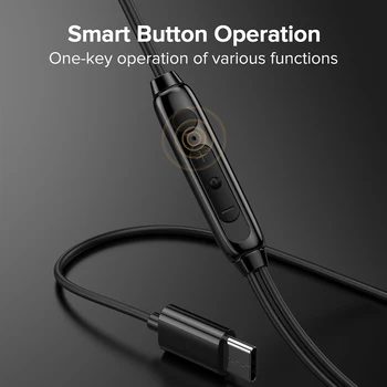 Joyoroom Ausinių Tipas-C Plug Pusė In-Ear Ausinės, USB Laidinė Kontrolės telefono Stereo Bass Garso Metalo Mic 