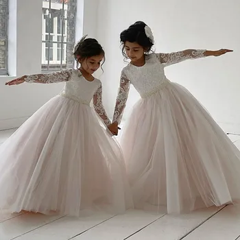 Kamuolys Suknelė Gėlių Mergaičių Suknelės 2021 Appliques Vaikai Princesė Suknelė Vestuvėms Pirmosios Komunijos Suknelė Inscenizacija Chalatai