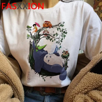 Totoro Studio Ghibli vasaros top marškinėliai moterims pora drabužių tumblr 2021 harajuku kawaii spausdinti drabužiai, balti marškinėliai