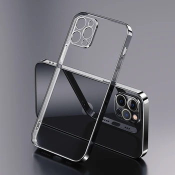 Prabanga Aikštės Danga atsparus smūgiams Telefono dėklas Skirtas iPhone 11 12 Pro Max Mini X XS XR 7 8 Plus SE 2020 Ultra Plonas Permatomas Dangtelis