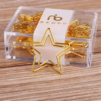 12 Vnt./dėžė: Kawaii Penkių Smailių Star sąvaržėlės Aukso Metalo Žymą Memo Popieriaus Kanceliarinių prekių Biuro Įrašą Studentų kanceliarinių prekių