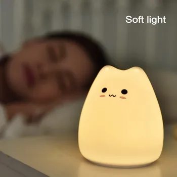 LED Naktį Lempos Palieskite Jutiklio Katė Silikono Gyvūnų Šviesos Spalvinga Vaikų Atostogų Dovanų Sleepping Kūrybos Miegamasis