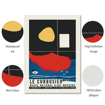 Le Corbusier Parodos Plakato Spauda Animacinių Filmų Kubizmo Tapybos Drobės Joan Miro Abstrakčiai Sienos Paveiksl Miegamasis Šiaurės Dekoras