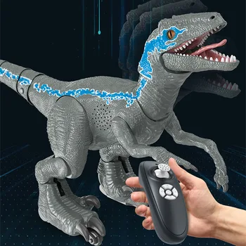 8001 2.4 G Didelių RC Protingas Purškimo Dinozaurų Su LED Šviesos Pėsčiomis Muzikos Modelis Velociraptor Gyvūnų Dinosaurio Žaislai berniukams