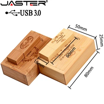 JASTER USB 3.0 Medinė DĖŽUTĖ, usb flash drive, Memory stick pendrive 16GB 32GB 64GB U disko vestuvių dovana(nemokamai logotipą)