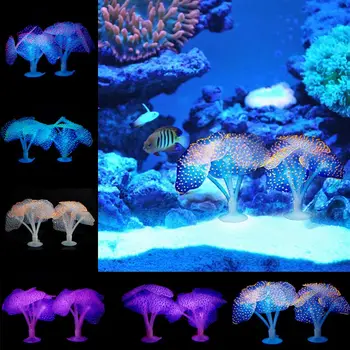 Žuvų Bakas Žėrintis Dirbtinis Jellyfishes Silikono Imituojamas Vandens Augalų Liuminescencinės Ryškus Medūzos Akvariumo Dekoras DFDS889