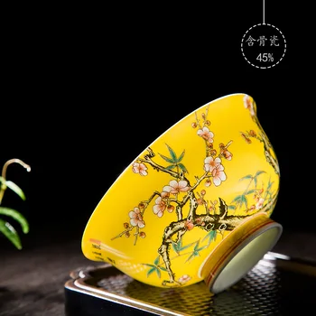Emalio Vieną Dubenėlį Kinijos Retro Stiliaus Gėlių, Paukščių Modelio Dubenį Jingdezhen Smulkių Kaulų Kiniškojo Porceliano Stalo Reikmenys