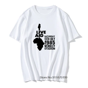 Live Aid Roko Muzikos marškinėliai Karalienė Elektroninė Gitara Vintage Šokių Koncertas Tshirts Hardcore Eminem Rokas Tees Medvilnės Vyrams