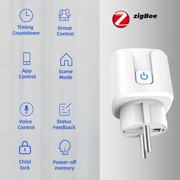 Tuya Zigbee ES Lizdas Smart Plug Išmaniųjų Namų Nuotolinio Valdymo pultu App Galia Stebėti Išvadu, Skirta 