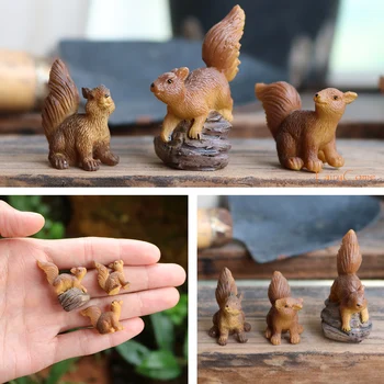 FairyCome Mini Dervos Miniatiūriniai Gyvūnai, Pasakų Sodo Gyvūnų Figūrėlės Nekilnojamojo Maža Micro Miniature Chicken Miško Gyvūnų Voverė Rinkinys