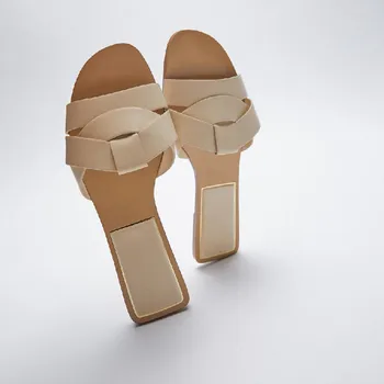2021 m. Vasarą Naujų Aikštėje Kojų Smėlio spalvos moteriški batai Kirsti Dirželis Butas Skaidres Paprasta Visų rungtynių Lauko Paplūdimio Šlepetės