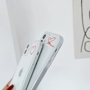 Paprasta Meilės porų telefono dėklas skirtas iphone 12 12Pro Max xr x 7 8 plius 11 pro max mielas Skaidrios TPU Pusėje modelio galinį dangtelį
