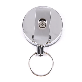 1pcs Key Chain Atatranka Ištraukiamas Metalo Vielos Žiedo Įrašą Traukti paketų prižiūrėtojų raktinę Retracting Keychains Bag Klavišą Dekoro Diržo Kortelės Turėtojas
