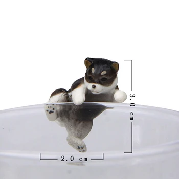 Realus Statulėlės Modelis Žaislai Tikroviška Mini Shiba Šuo Gyvūnų Statulėlės Kabo Taurės Rim 