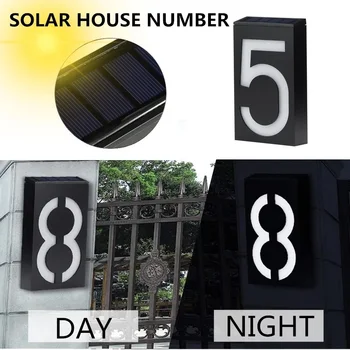 Saulės energija Varomas LED Namo Numeris Lempos Lauko Saulės Sienos Žibintai Doorplate Adresas Durų Skaičius Vandeniui Sodo Apšvietimas