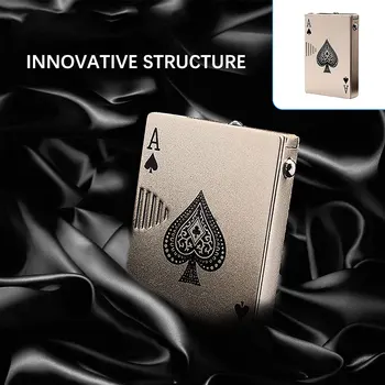 Kūrybos metalinis žiebtuvėlis modeliavimas tikroviška žaidimo kortelės žiebtuvėlis LED šviesos vyrų žaislas cigarečių priedai