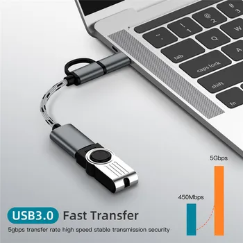 2 In 1 Modelis-C Vyras +Micro USB Male Į USB 3.0 Sąsaja Moterų OTG Adapterio Kabelį Greitai Perkelti Data Kabeliu, Skirta 