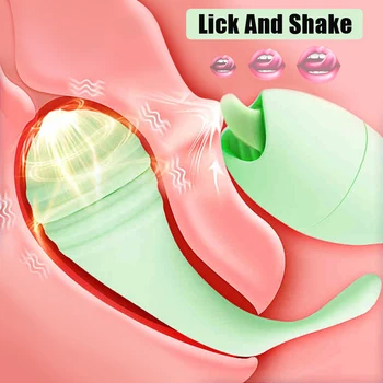 2In1 Vibracija, Šokinėti Kiaušinių Liežuviu Išlaižyti G-Spot Klitorio Stimuliatorius Massager Insertable Makšties Dildo Vibratorius Suaugusiųjų Sekso Žaislas Moterims