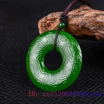 Green Jade Pakabukas Kinijos Karoliai Amuletas dvipusis Moterų Žavesio Raižyti bižuterijos Gamtos Dovanos