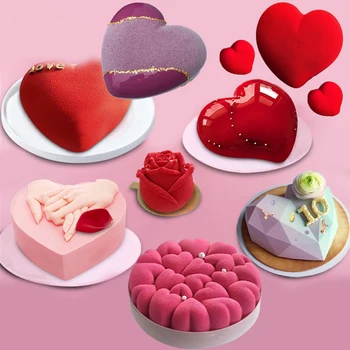 SHENHONG Širdies Formos Putėsius, Bandelės Formos Silikono Torto Formos Valentino Dienos Rožių Desertas Kepimo Įrankius, Virtuvės Bakeware