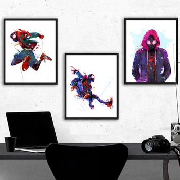 Disney Plakatų ir grafikos Paveikslai Tapyba Ant Sienos Meno Stebuklas Filmą Akvarelė Judėjimo Spiderman Nuotrauka už Kambarį, Namų Dekoro