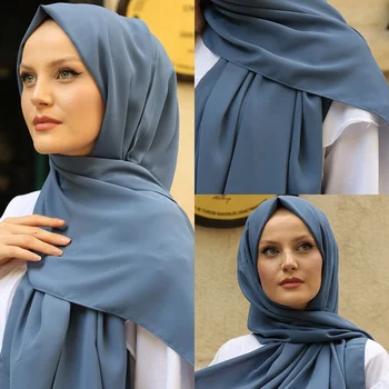 Moterų Šilko Hijab Turbaną skara Skara Wrap vientisos Spalvos Musulmonų Moterų Mados Islamo Drabužių Musulman Skarelė 2021 Naujas Apsiaustas