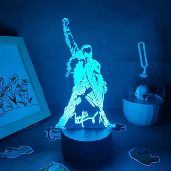 Karalienė Freddie Mercury 3D Paveikslas Led Iliuzija Naktį Žibintai Kūrybingi Gimtadienio Kietas Dovana Draugams Lavos Lempa, Miegamojo, Stalo Dekoras