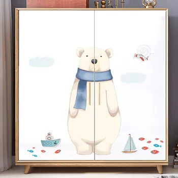 Tofok Tapybos Animacinių Filmų Polar Bear Siena Lipdukas Namų Svetainė, Miegamasis, Vaikų Kambarys, Mielas Tapetai Juokinga Darželio Apdailos Decal