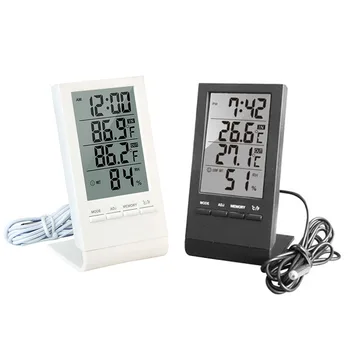 LCD Elektroninis Skaitmeninis Temperatūros, oro Drėgmės Matuoklis Termometras su Drėgmėmačiu Patalpų Lauko Oro Stoties Laikrodis