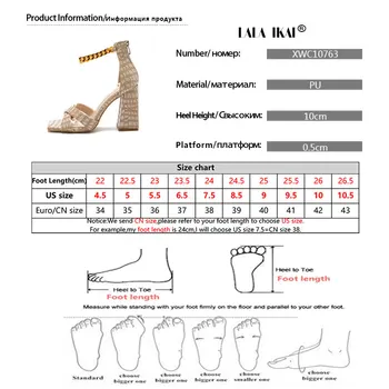LALA IKAI 2021 m. Vasarą Naujos Grandinės Aukšti Kulniukai Aikštėje Galvos Sexy Sandalai Ažūriniai Moterų Batai Didelio Dydžio Zapatos de mujer C10763-4