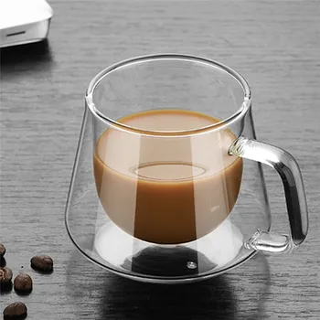 Skaidraus stiklo kavos puodelio pieno arbata alaus atsparios karščiui, dvigubos sienelės kokteilis degtinės taurės gėrimų laivo Masažuoklis Taurė