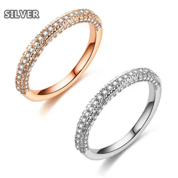 18K eina aukso/sidabro žiedas tinka šalis, Paprasta ir spalvingas pusė ratu komplektas su deimantų vestuvinis papuošalų garsaus prekės ženklo