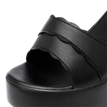 Moterų Sandalai Plius Dydis 34-43 Vasarą Atidaryti Kojų Odos Ponios Batų Sandalai Moterims Platforma 6cm Kulniukai Moterų Batai