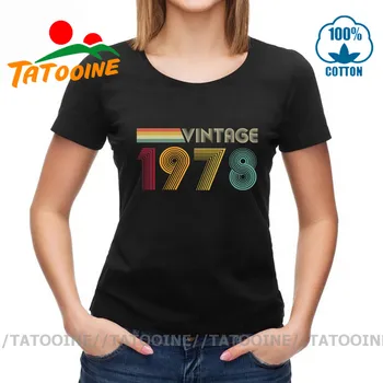 Nuostabi Derliaus 1978 Marškinėliai moterims 70s Vasaros Kostiumas Retro Gimęs 1978 T-shirt Komanda Gimtadienio Dovana Lady Slim fit Tee Viršūnės