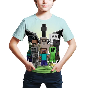 NAUJAS Mano Pasaulis 2021 Populiarus vaikai Spausdinimo T-shirt Kawaii zombie Animacinių filmų Streetwear hip-hop ' T Shirts Žaidimas Žaislas Berniukams, Mergaitėms Viršų