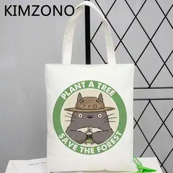 Totoro džiuto pirkinių krepšys krepšys perdirbti drobės maišelį bolso rankinė, pirkinių krepšys boodschappentas nešti bolsa compra austi cabas