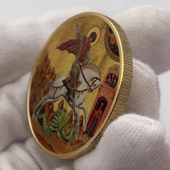 Rusijos Saint George Auksu Spalvotas Spausdinimas Iškilumo Progines Kolekcines Monetos Dovana Pasisekė Iššūkis Monetos