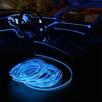 EL Viela Automobilio Salono apšvietimas, Aplinkos Flex LED Rgb Juostos Auto Lankstus Atmosfera Neno Vamzdis, Minkštas USB Lempos Apšvietimo Virvę Šviesos Juosta