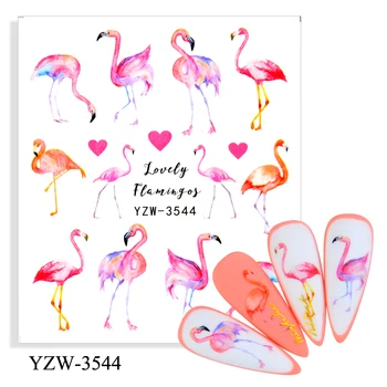 Flamingo Watermark Nagų Lipdukai Spalvinga Gėlių Lapų Levandų Vandens Perdavimo Slankmačiai Nagų Lipdukai Nagams 