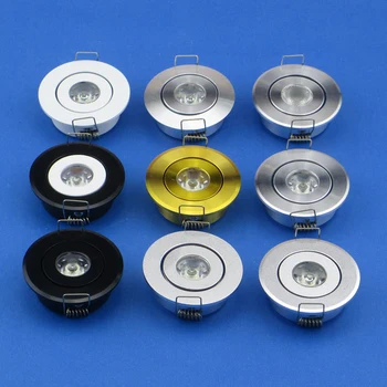 Pritemdomi LED Mini LED lubų vietoje šviesos lempos 1W 3W LED downlight balta,juoda,sidabrinė Minidownlight Kabineto Vietoje Lempos